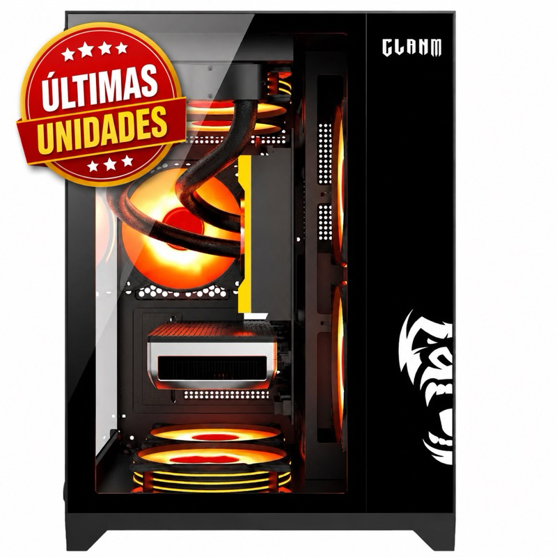 Gabinete Pc Gamer Clanm Aquário Night Grood RGB Lateral Vidro Suporte Water Cooler ATX Micro ATX