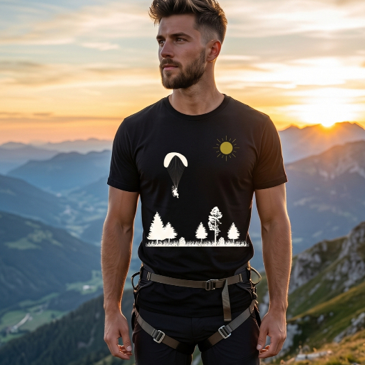 Camiseta Parapente Aventura Estampa Natureza Trilha Camping Viagem Casual