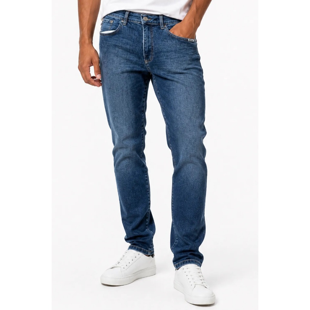 Calça Jeans Slim Básica Estilosa Polo Wear Jeans Médio