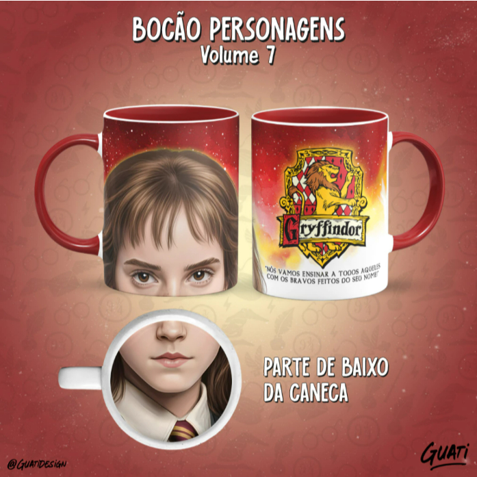Caneca Harry Potter Com Boca Bocão Grifinória Sonserina, Corvinal e Lufa-Lufa