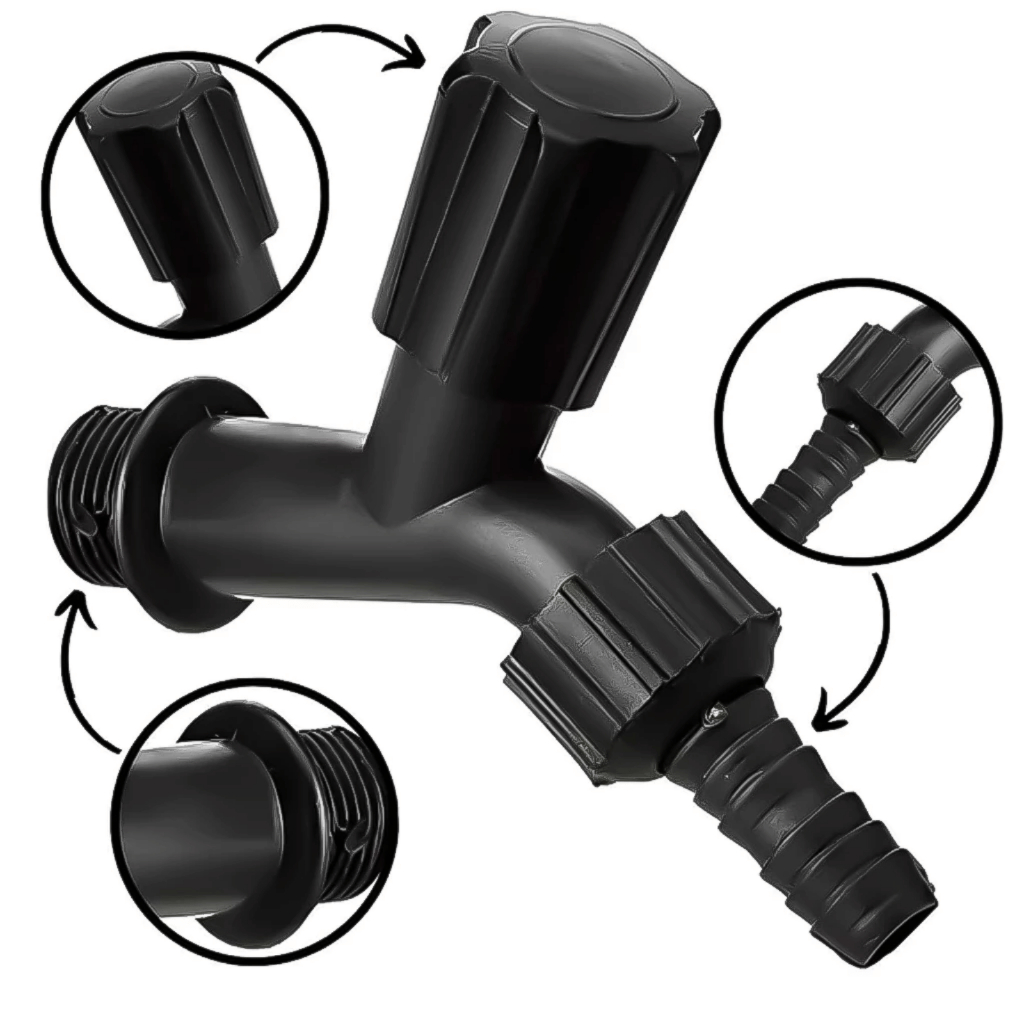 kit 6/12/24 Torneira para mangueira, pia, tanque Preta moderna elegante ergonômica Jardim