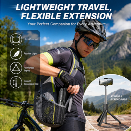 H'maston ZP-23 Selfie Stick Tripod with LED Light Bluetooth Remote Retractable Portable Selfie Stand
