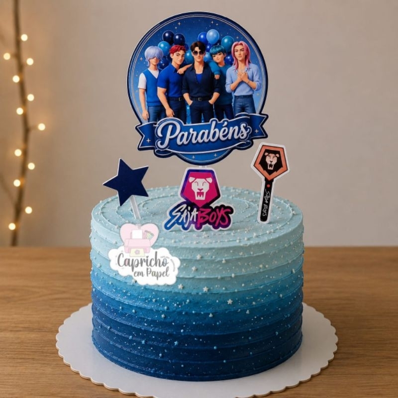 Topo de bolo Saja Boys | K-pop | BTS | Guerreiras do k-pop | Topo de bolo personalizado | Festa k-pop