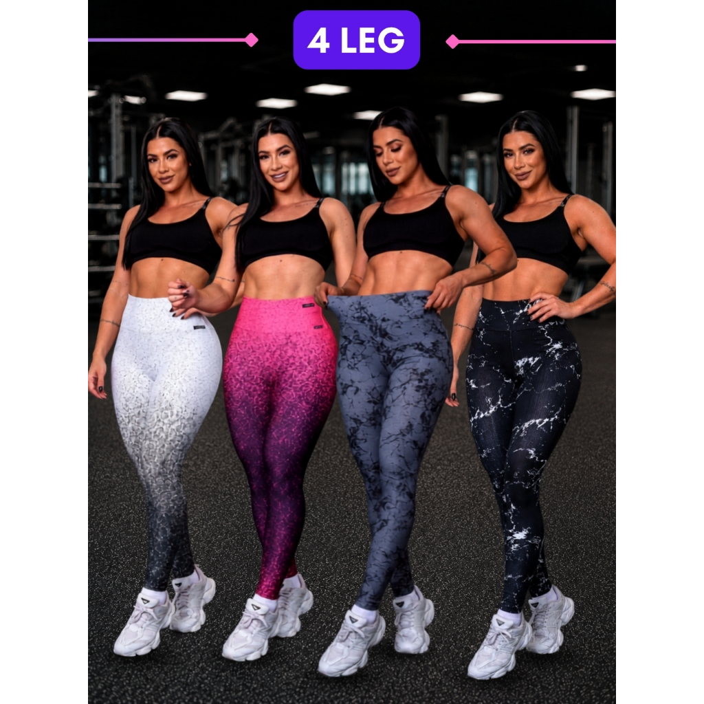 4x Calça Legging Academia Feminina Cross Fit Treino Yoga Suplex Premium - Sem Transparência