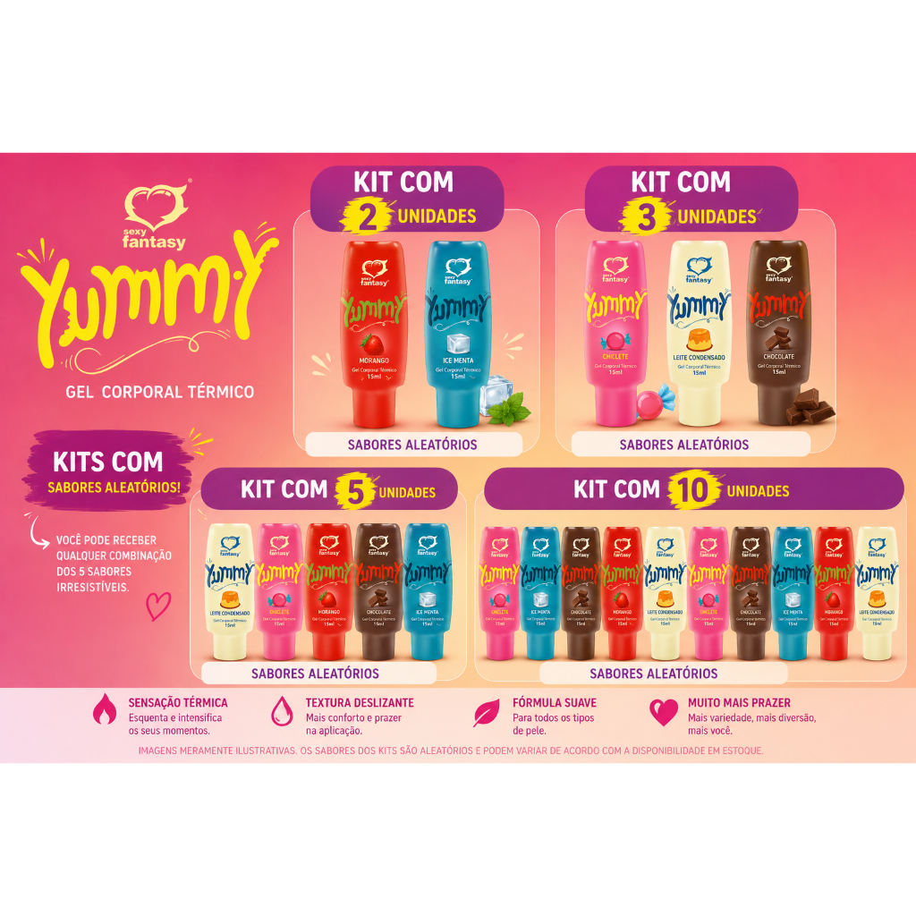 GEL TÉRMICO BEIJÁVEL COMESTÍVEL YUMMY 15ML SEXY FANTASY – LUBRIFICANTE ÍNTIMO ORAL SEX SHOP