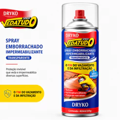 Borracha Líquida Impermeabilizante - Spray Vedatudo Impermeável 400ML - Transparente - DRYKO