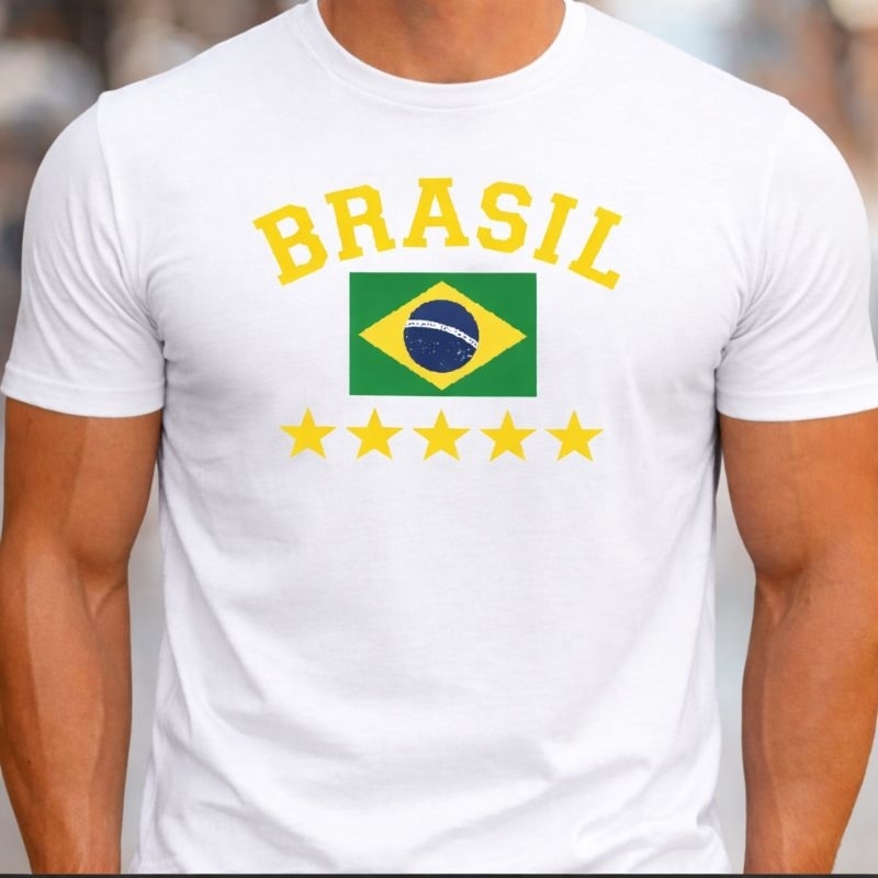Camisa Camiseta do brasil Masculina e Feminina Copa Futebol Malha Confortável.
