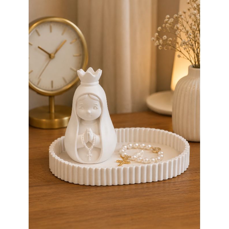 Kit Bandeja Decorativa Oval + Nossa Senhora Aparecida Baby | Decoração Religiosa