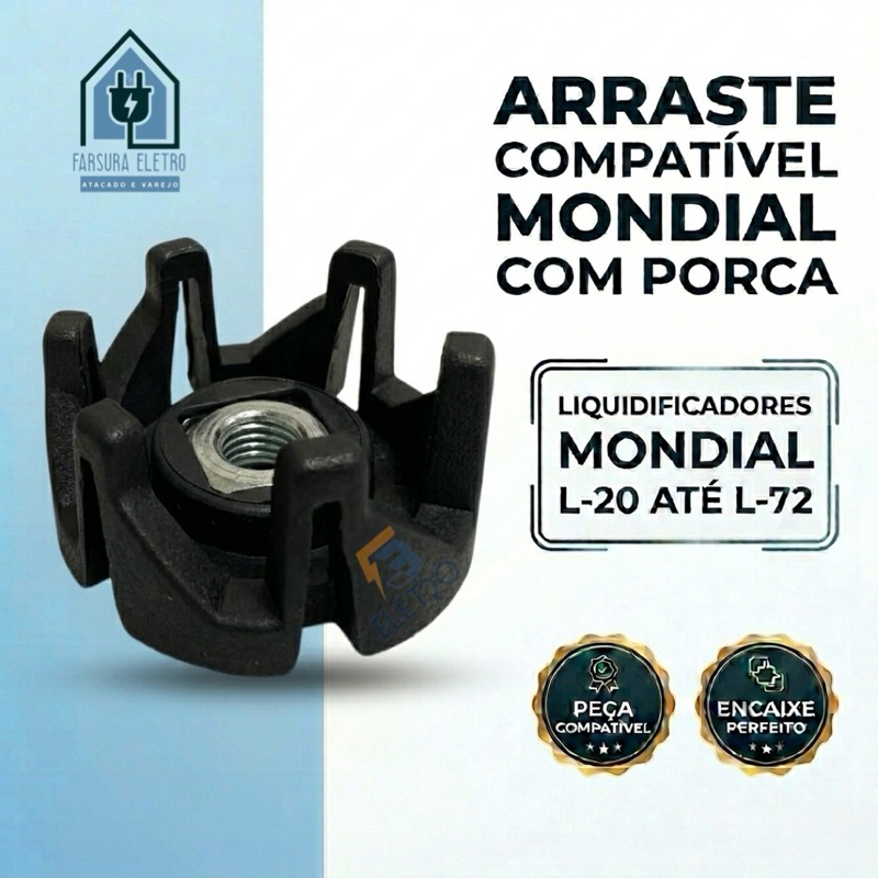 Arraste do Copo Para Liquidificador Mondial Eletronic Inox L-60 L-66 e Eletronic L-74