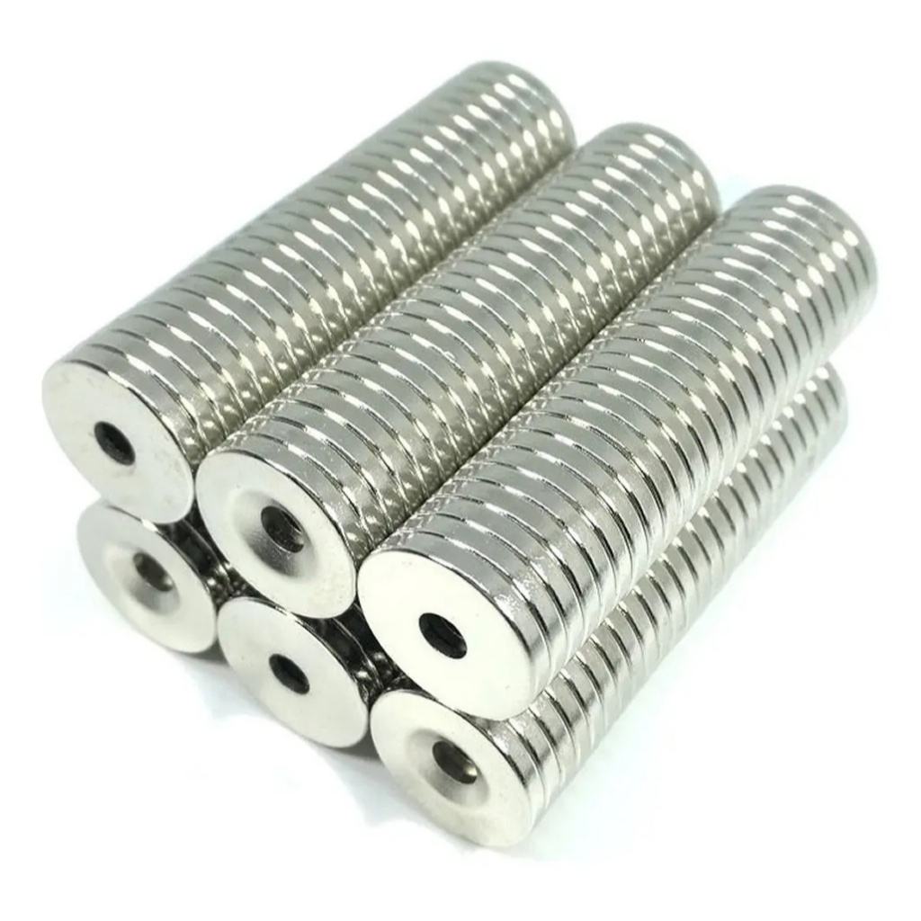 10pcs Imã De Neodimio Disco 20x3 - 20mm X 3mm Com Furo - N35