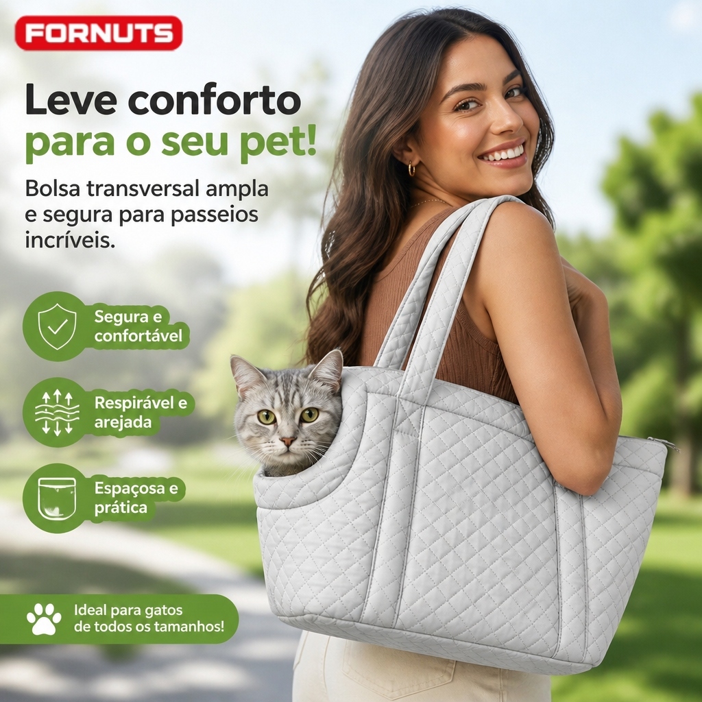 FORNUTS Bolsa de Transporte Pet para Gato e Cachorro Acolchoada Espaçosa e Multiuso Bolsa Pet Transporte