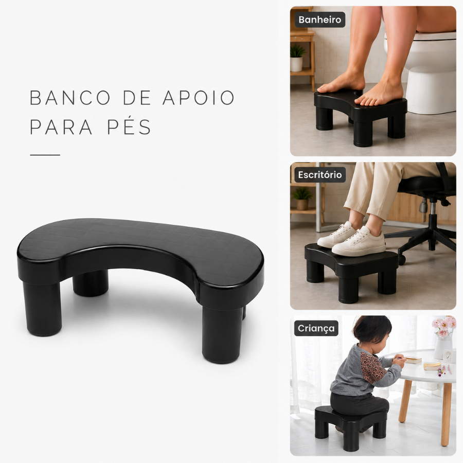 Banquinho Apoio De Pe Banheiro Cocoras Ergonomico Melhora Saude Intestinal Desmontavel Preto — imagem 2 de 2