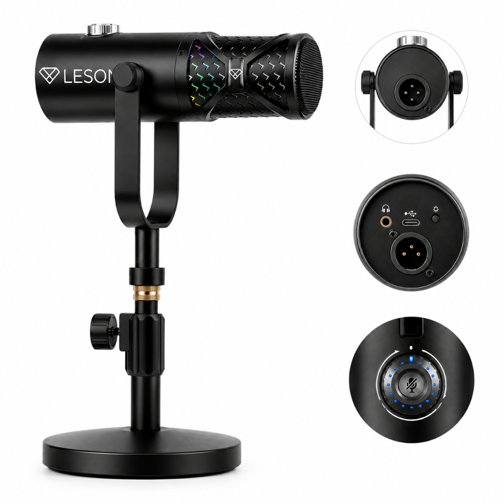 Microfone Dinâmico Leson LX8 XLR Podcast Live Banda Supercardioide Profissional