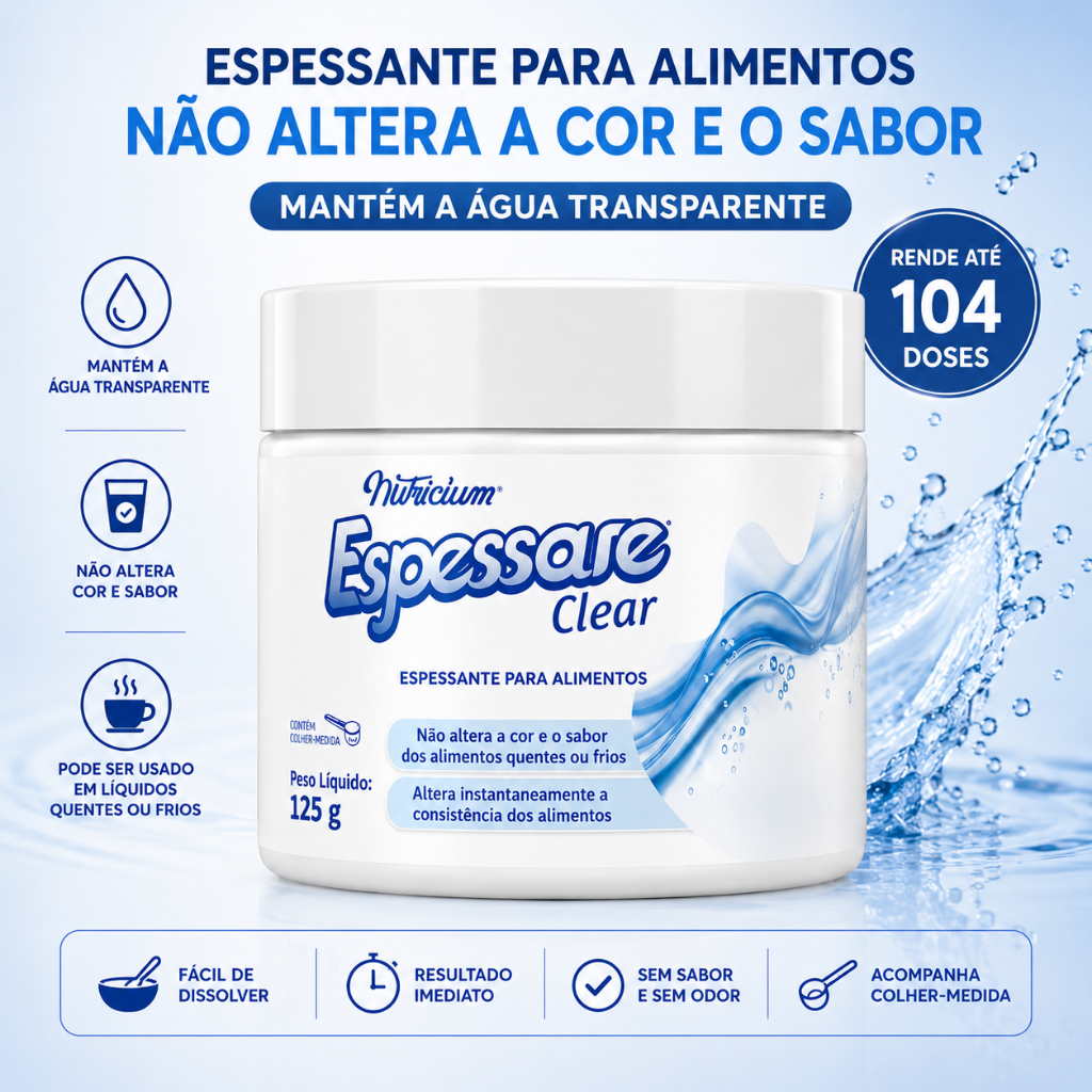 Espessare Clear 125g Espessante Alimentar para Líquidos Sem Glúten e Lactose Alto Rendimento