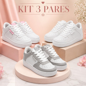 3 Pares Tênis Feminino Macio Ultraleve Street Style Para Visuais Casuais e Modernos