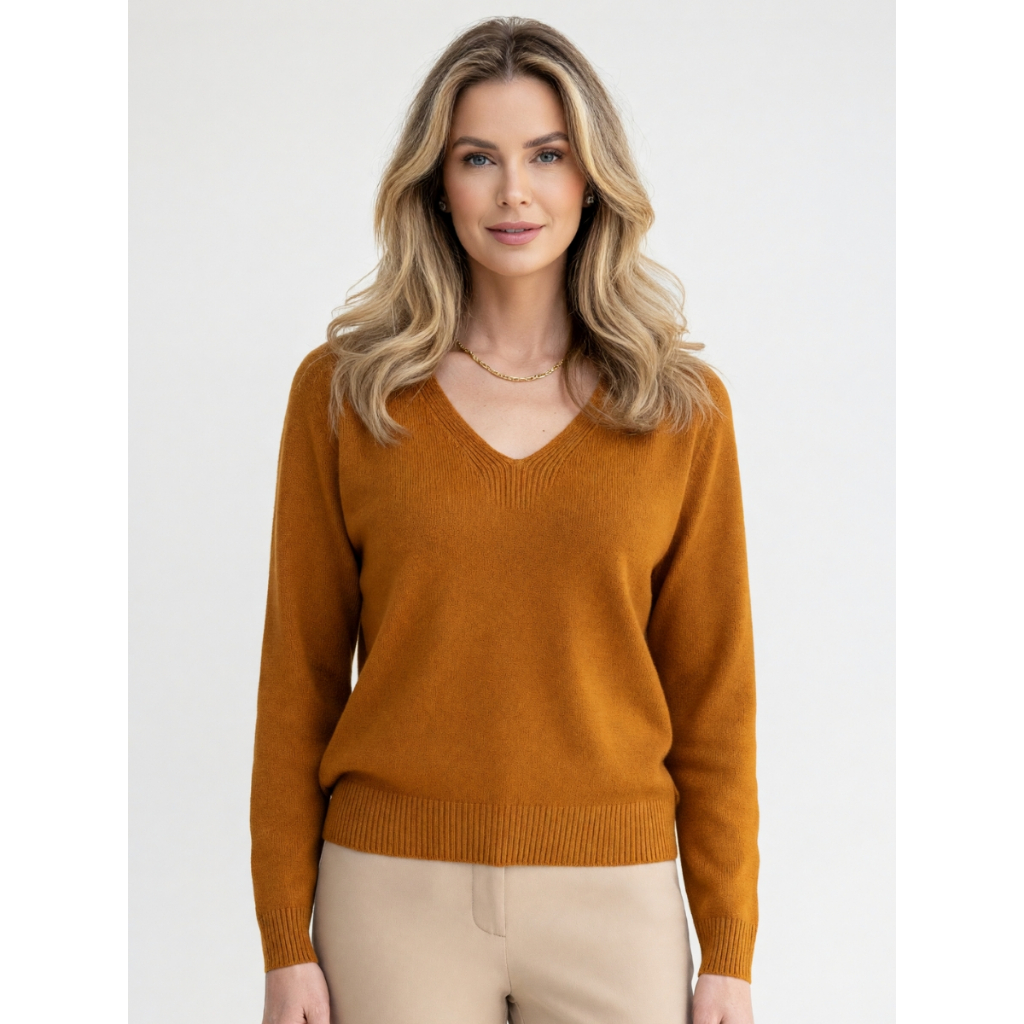 Blusa Feminina Grossa Segunda Pele  Manga Longa Decote V Tricot Premium