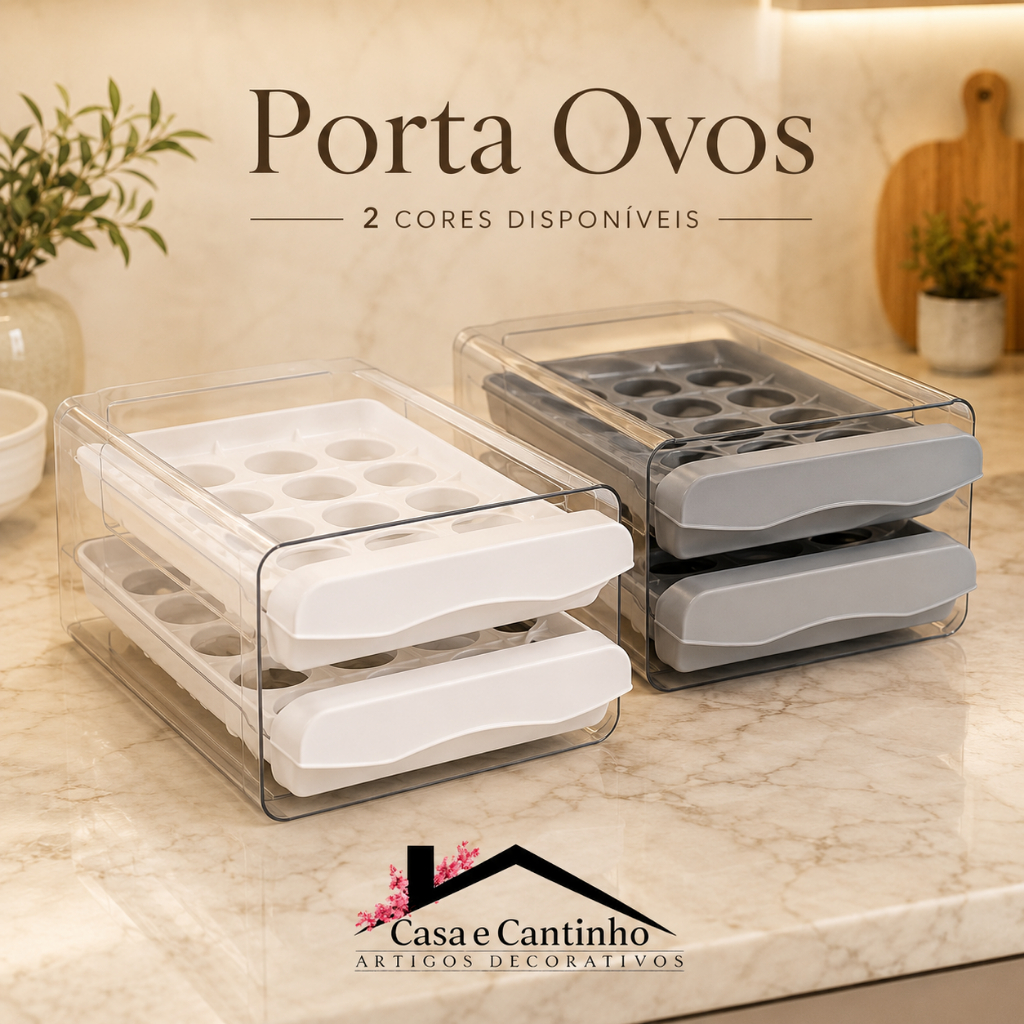 Organizador de Ovos 32 Unidades com Gaveta | Empilhável Transparente para Geladeira Cozinha
