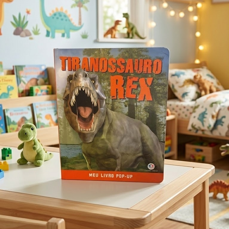 Livro Pop Up em 3D Tiranossauro Rex Infantil 3D Dinossauro Interativo Com Figuras Em Relevo