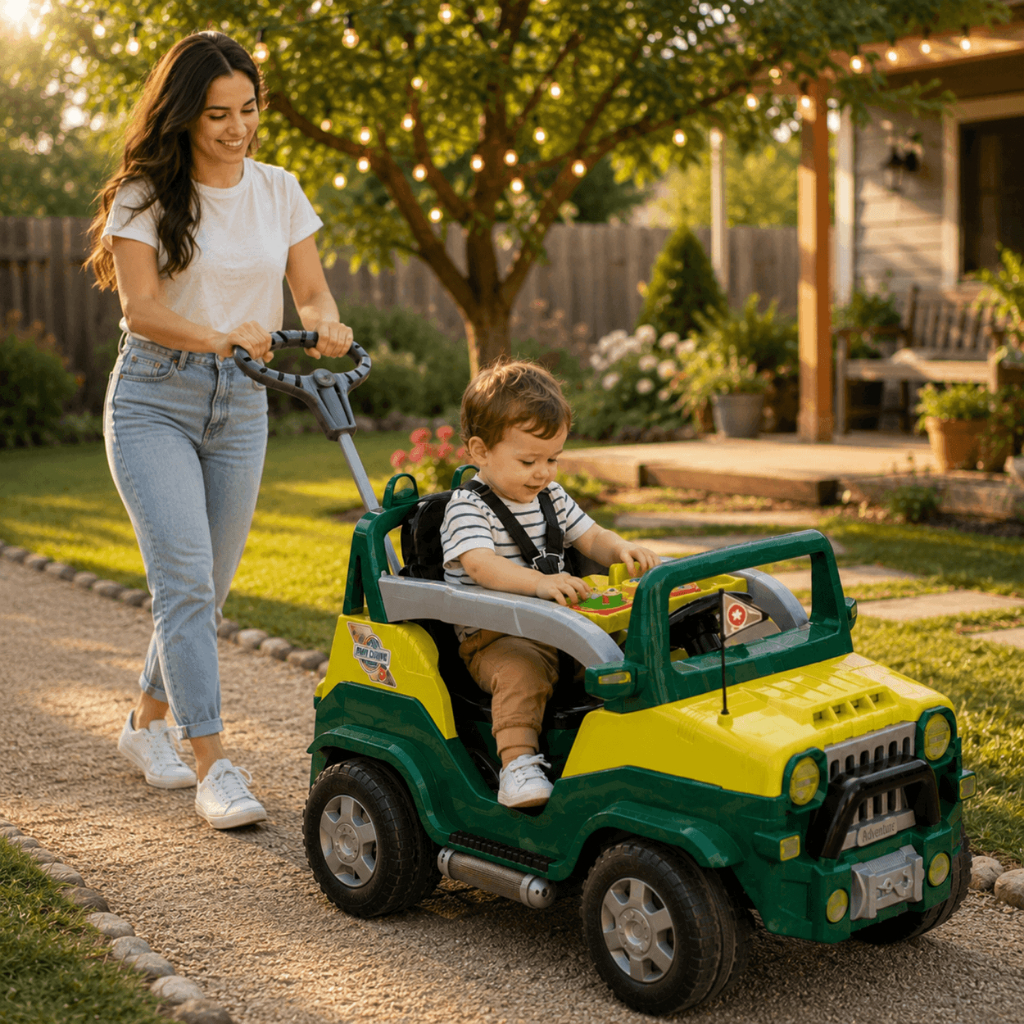 Carrinho de Passeio e Pedal Empurrador Calesita Diipi Verde