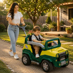 Carrinho de Passeio e Pedal Empurrador Calesita Diipi Verde