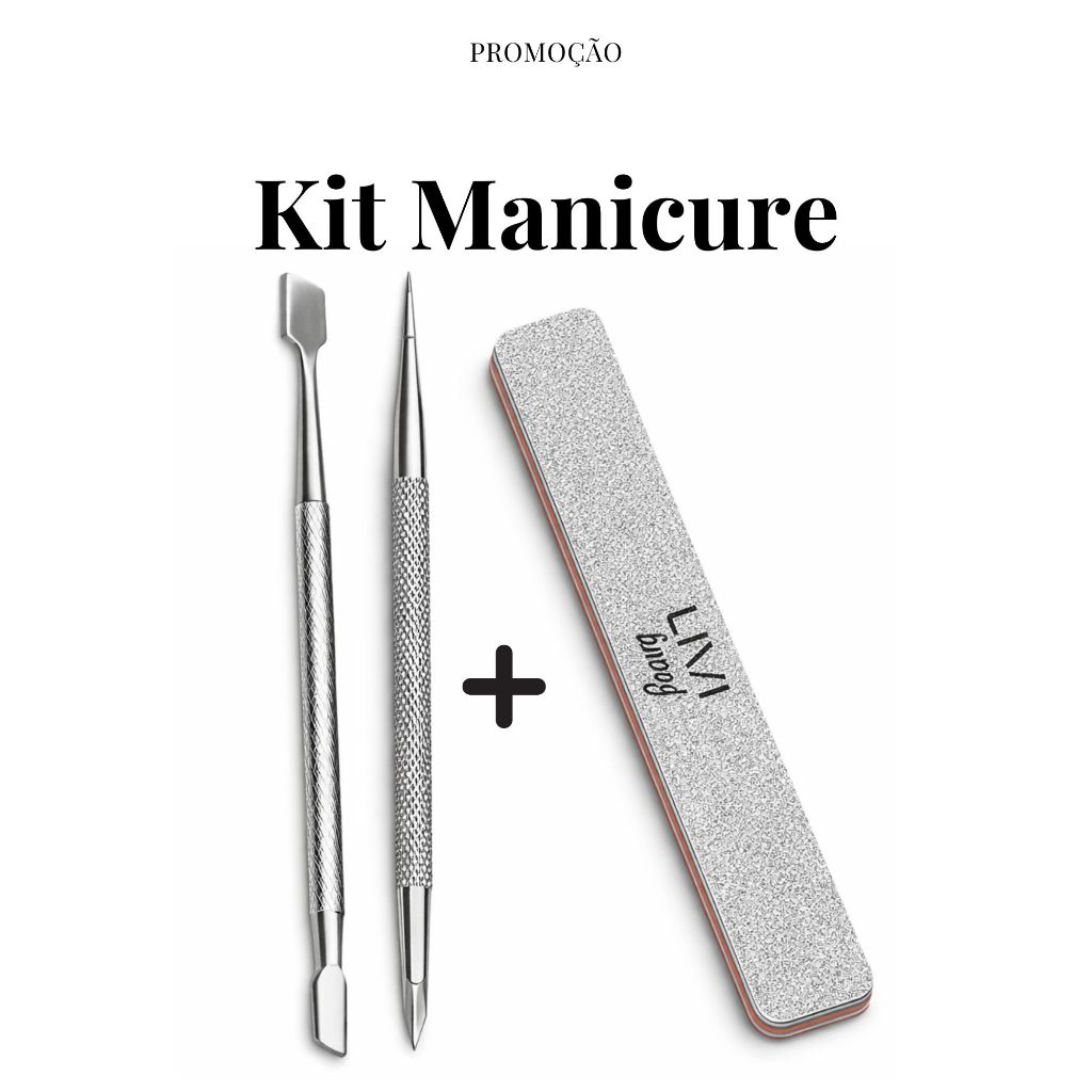 Kit completo para manicure e pedicure com lixa LIVI Beauty e duas espátulas metálicas — qualidade profissional e durabil