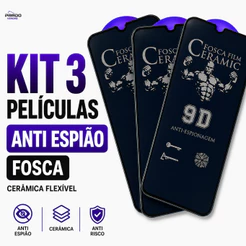 KIT 3 Películas IPhone Fosca Privacidade Cerâmica Para Todos Modelos de IPhone Frontal 3D/9D