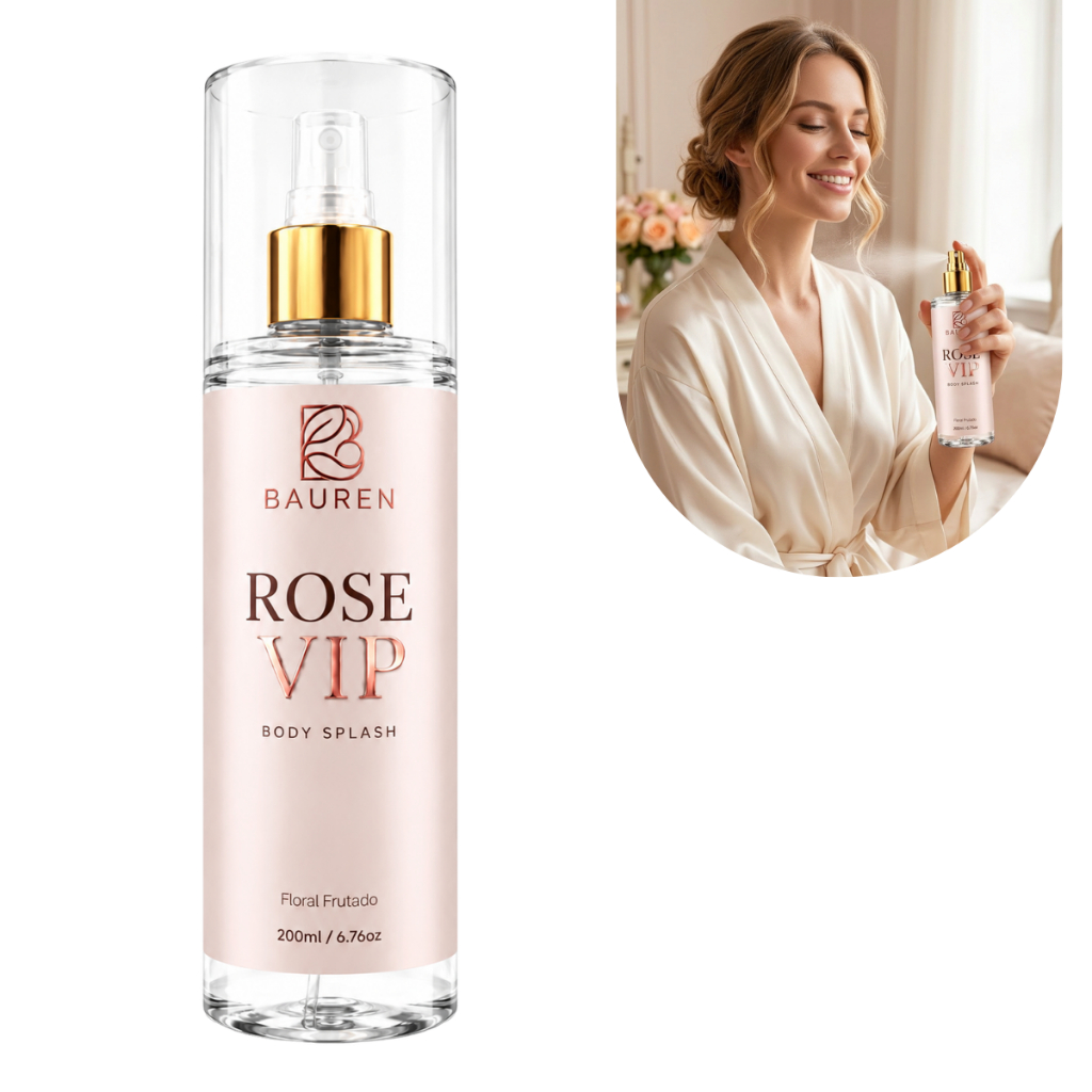 Body Splash Feminino Rose Vip Bauren 200ml Perfume Corporal Premium