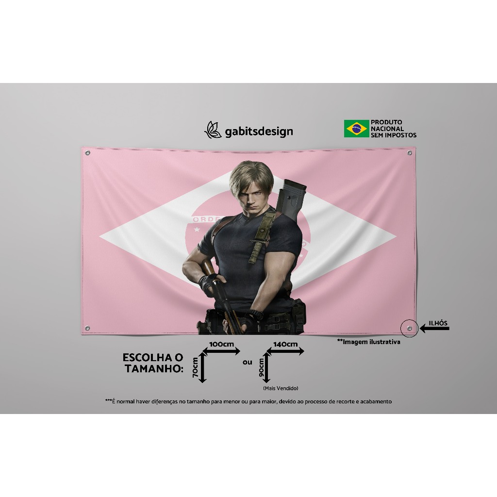 Bandeira Leon Kennedy Resident Evil Jogo Game Geek Personagem Banner Aesthetic GABITSDESIGN