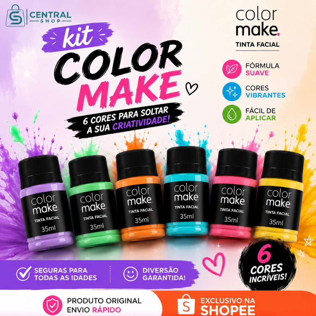 Kit 6 Tintas Líquidas Candy Colors 35ml Colormake (Todas as cores)