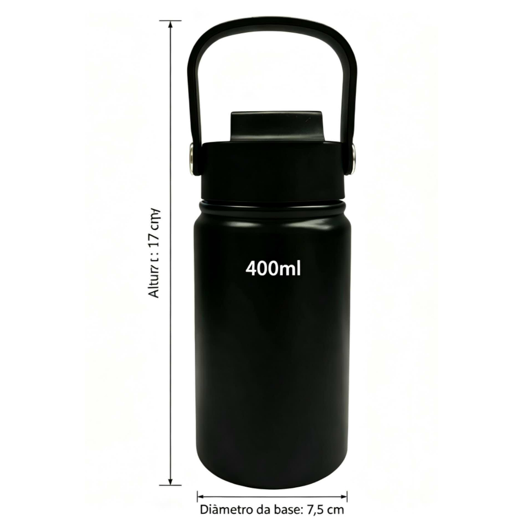 Detalhes do Garrafa térmica inox 400ml bico duplo