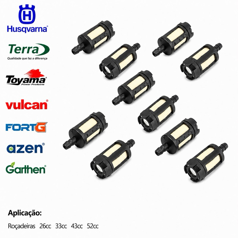 Kit 10 Filtro De Combustível Roçadeira Motosserra