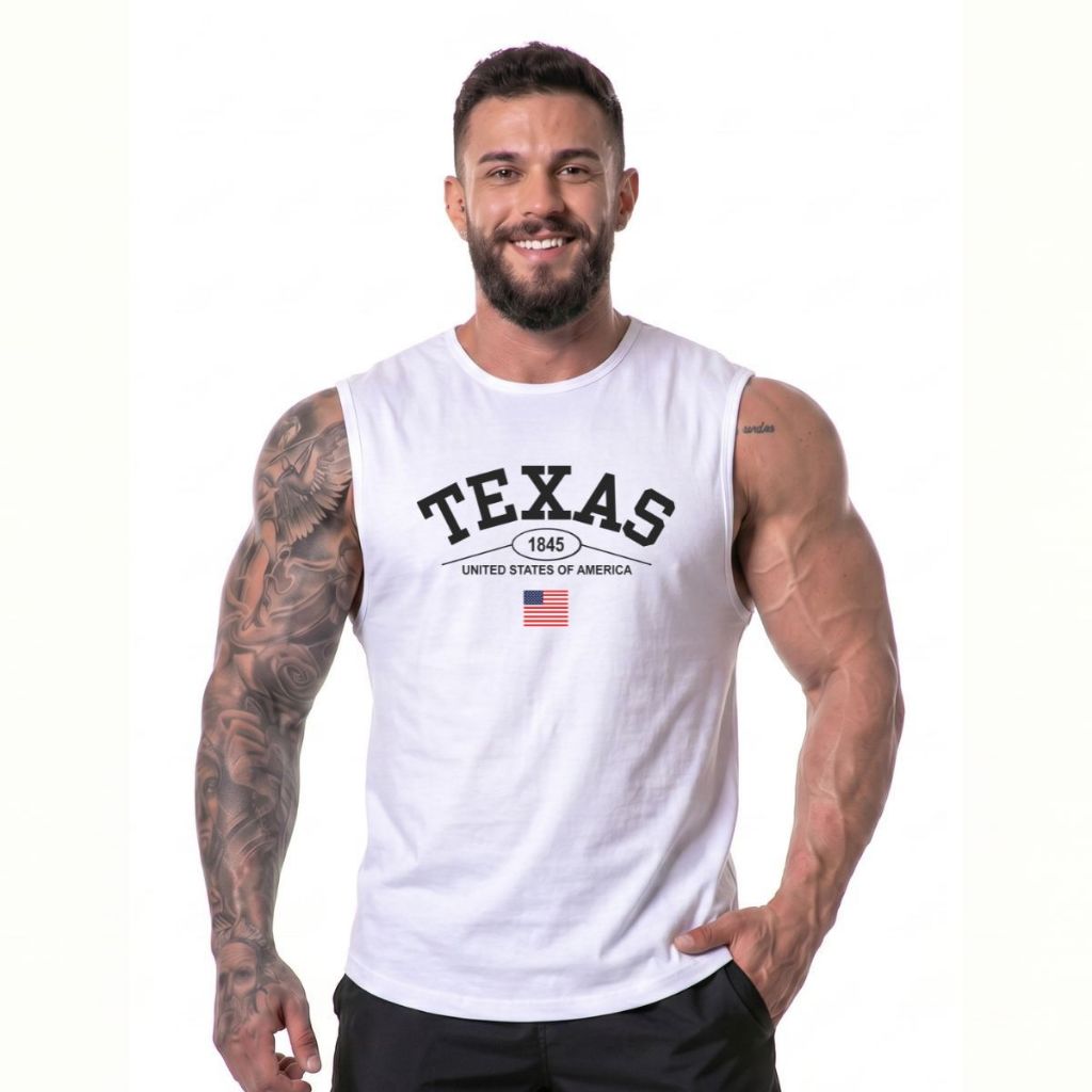 Regata Masculina Country Texas America Moda Agro Machão Longline Academia — imagem 2 de 2