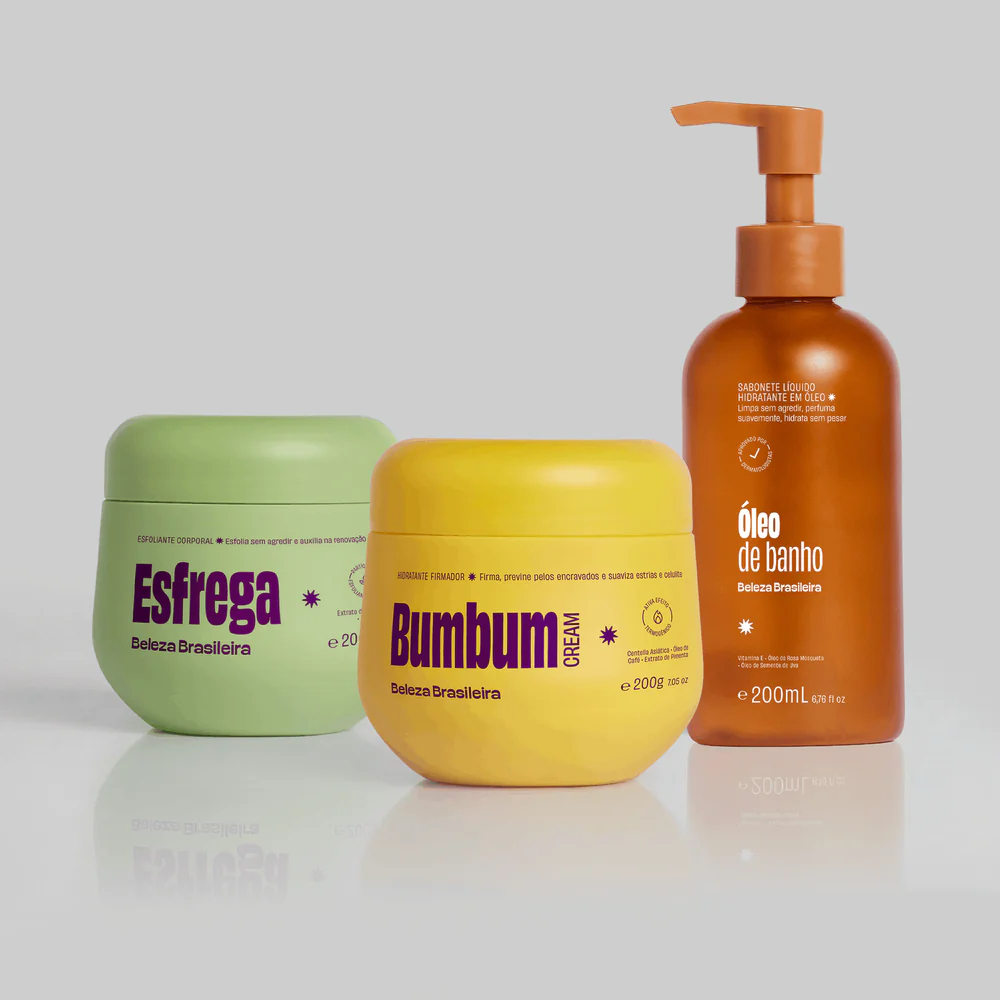 Kit Banho Premium Beleza Brasileira: Bumbum Cream + Esfrega + Óleo de Banho