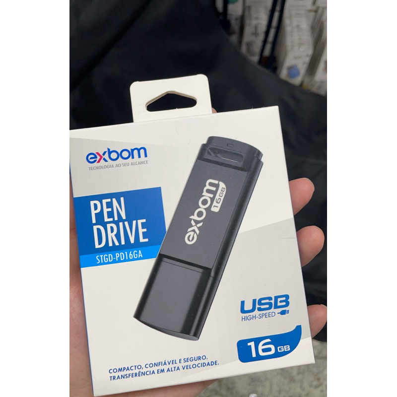 Pen Drive em metal 16GB USB Compacto e ergonômico Transferência em alta velocidade Exbom para Computadores