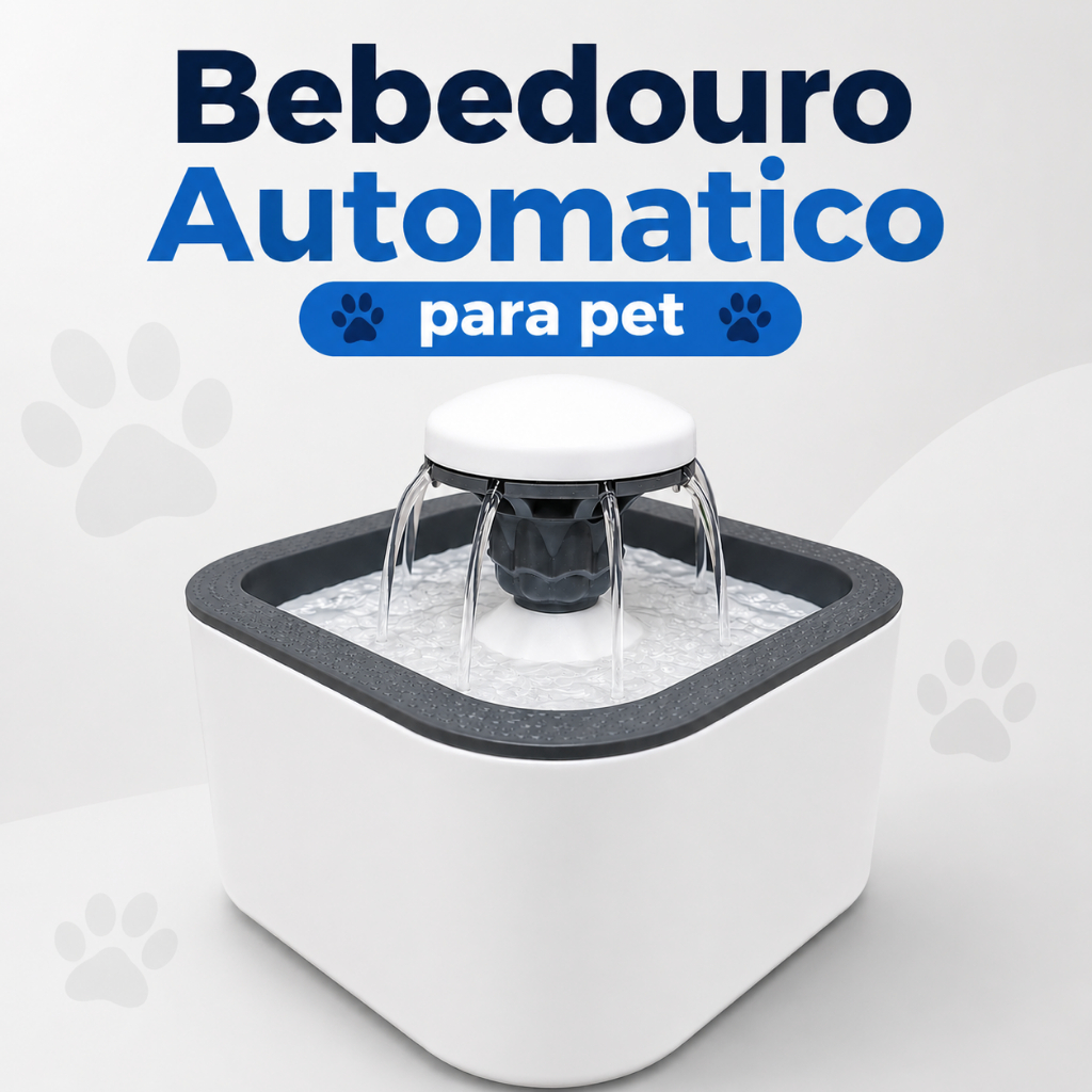 Fonte Bebedouro Pet Automática Água Corrente 1,2L com Filtro USB para Gatos e Cachorros