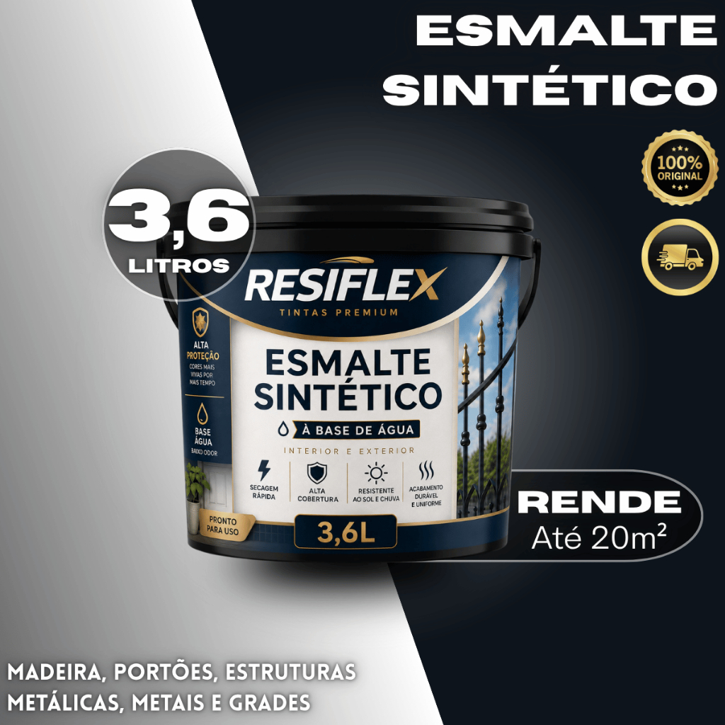 Esmalte Sintético 3,6L Secagem Rápida Para Portões Janelas Móveis E Grades Uso Interno Externo