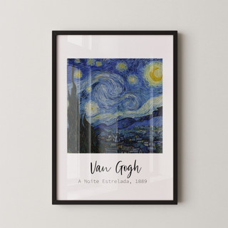 Quadro Decorativo Coleção Grandes Pintores Van Gogh A Noite Estrelada Com Moldura