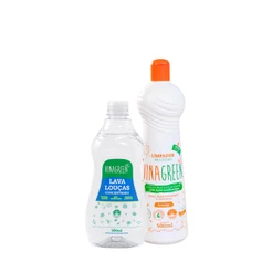 Kit Vinagreen - 1 Detergente Concentrado 500ml + 1 Limpador Multiuso Laranja 500ml