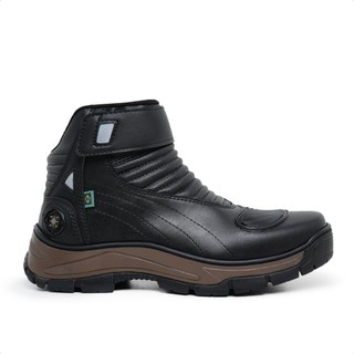 Bota Adventure Masculina Coturno Motociclista Detalhe em Refletivo Zíper e Velcro Marca Marotto Original