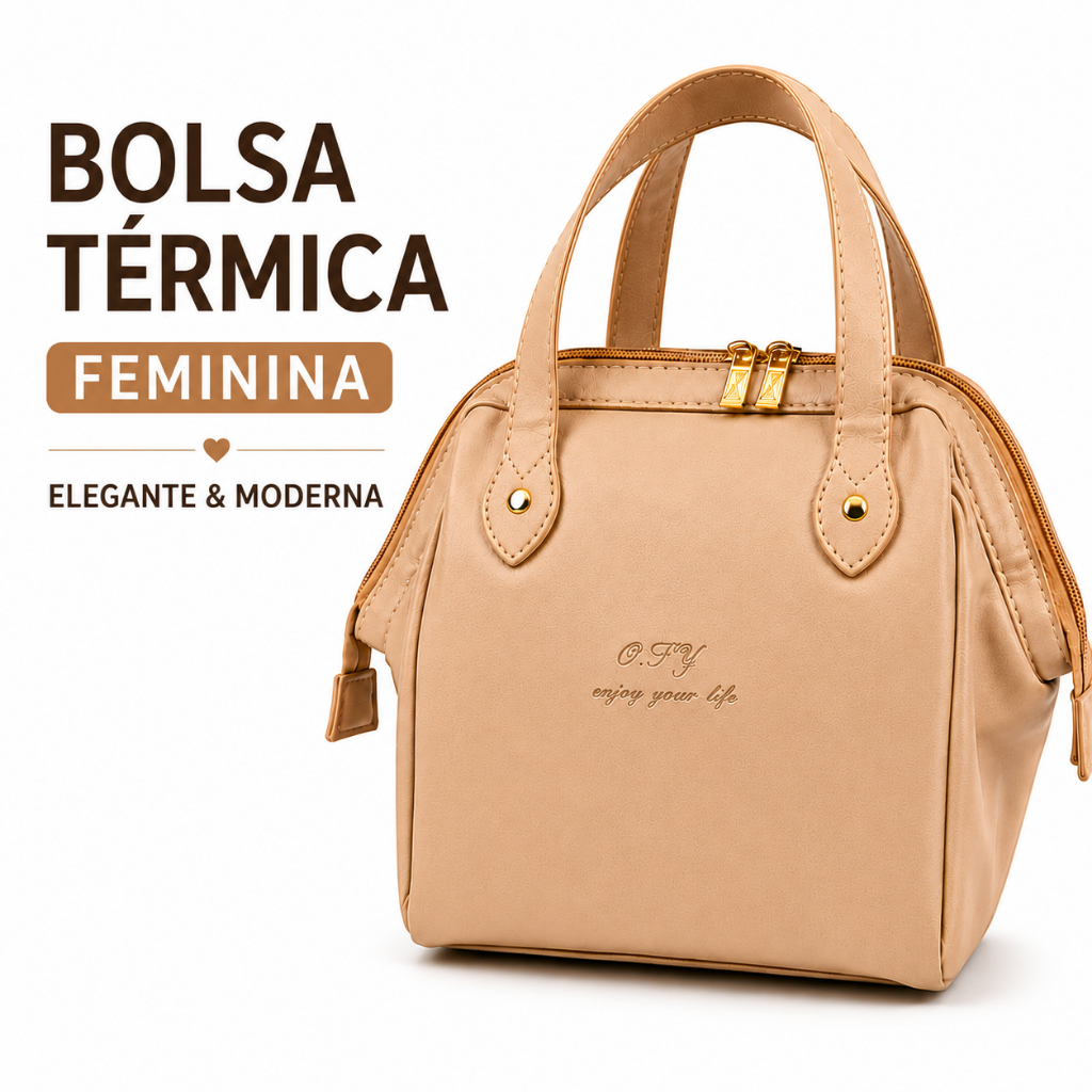 Bolsa Térmica Feminina Grande Capacidade Impermeável para Marmita Lancheira Portátil com Bolso Interno