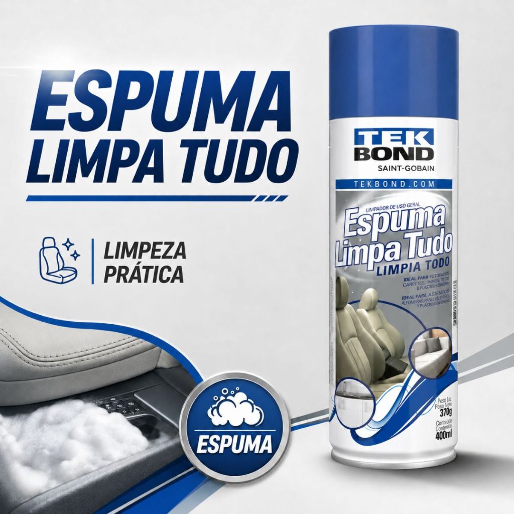 Espuma Spray Aerosol Limpa Tudo Estofados 400ml Tek Bond