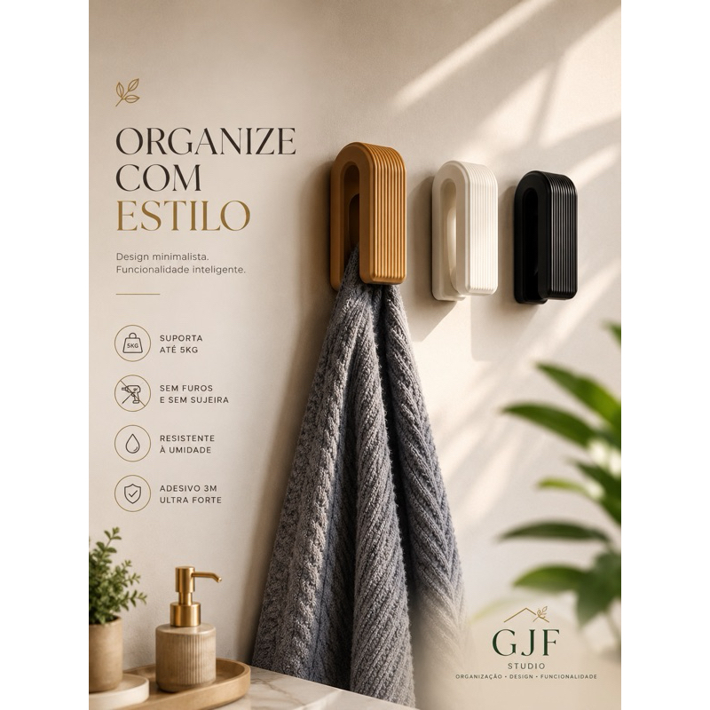 suporte toalha banheiro praticidade com adesivo 3M tecnologia por gravidade decore seu gancho organizador banheiro