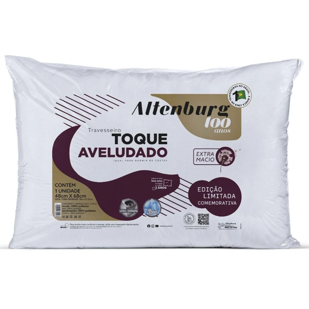 Travesseiro Macio Toque Aveludado Altenburg 48x68cm