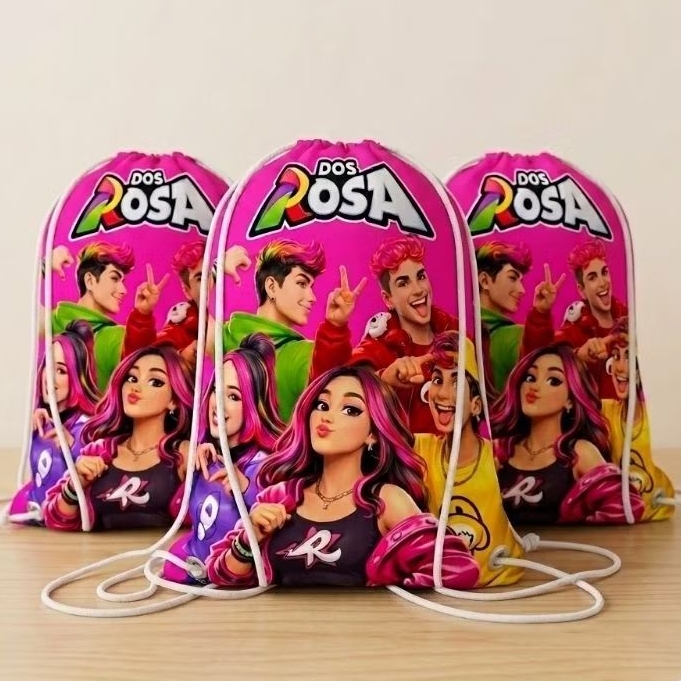 Mochilinhas Personalizadas  Dos Rosa - Festa Infantil - Sacochila - Bolsa para Doces - Lembrancinha - Aniversário