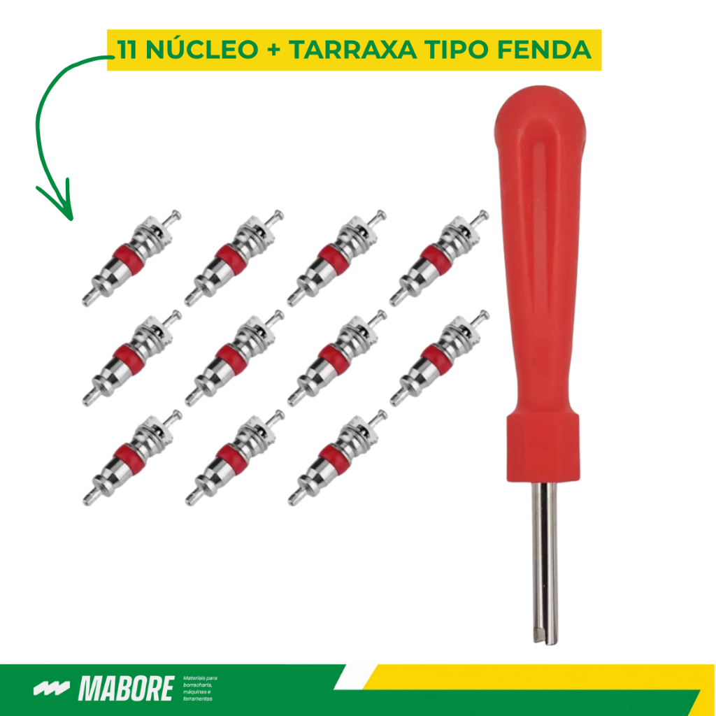 Kit 11 Núcleo Válvula Pneu + Saca Núcleo Ferramenta