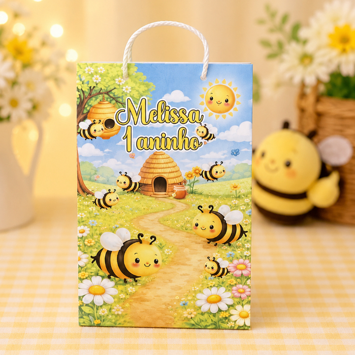 Sacolinha abelhinha - abelha - mel - Personalizada Pegue e Monte | Lembrancinha Festa Infantil