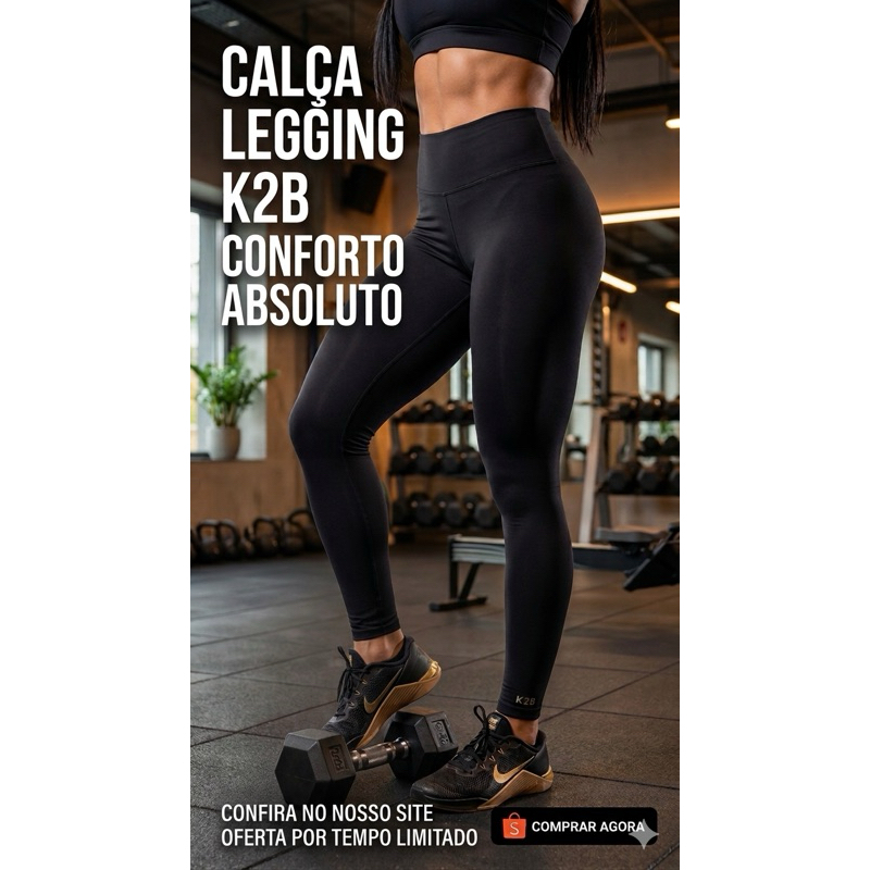 Calça Legging K2B Original Suplex Grossa Não Fica Transparente Cós Alto Levanta Bumbum Academia Fitness Feminina
