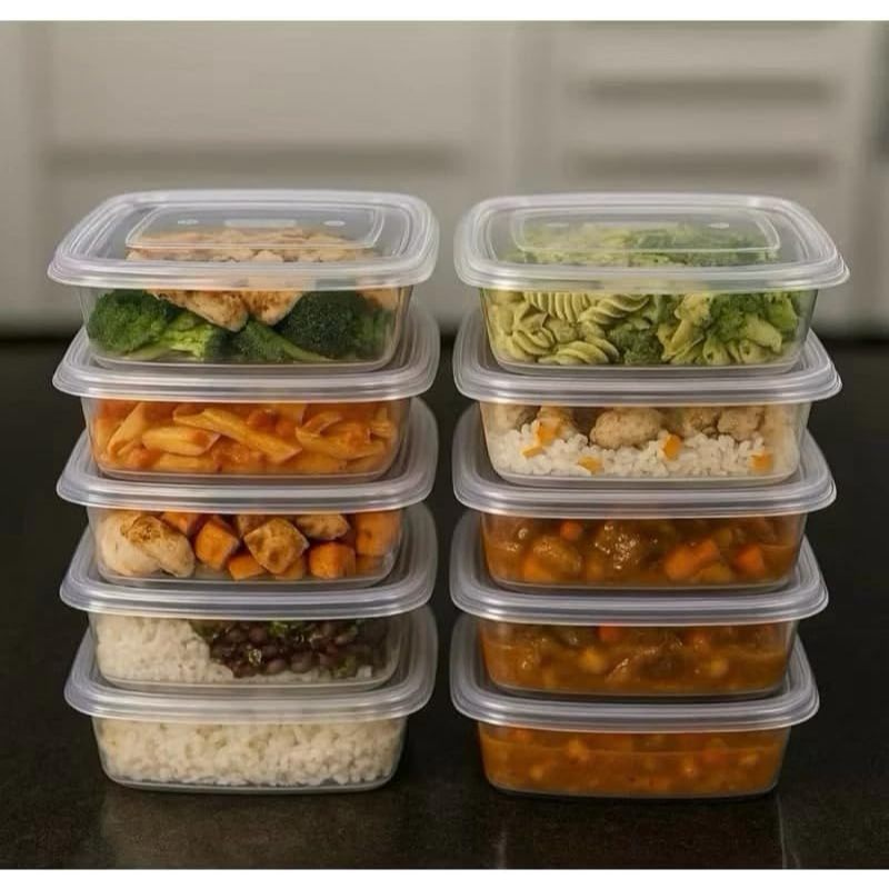 Marmitas Kit Potes Vasilhas Tupperware 1 Litro Transparentes BPA Free Organizador de Alimentos Marmita FIT Recipiente