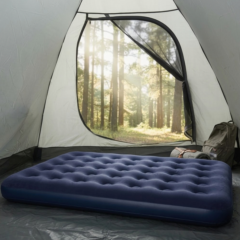 COLCHÃO INFLÁVEL BESTWAY CASAL CAMPING + BOMBA DE AR MANUAL BESTWAY 30CM COM 3 BICOS