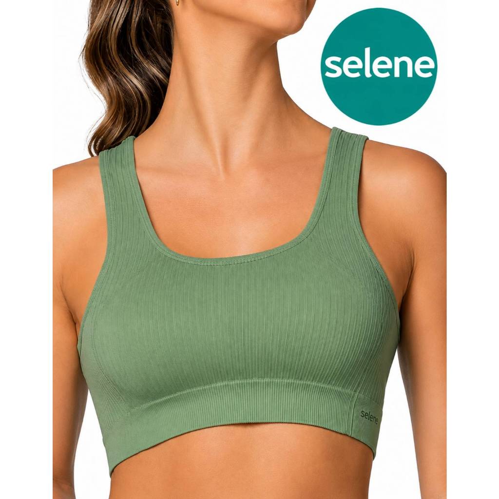 Imagem Top Selene Poliamida Macia Sem Costura Reforçado Top Sem Bojo Alta Sustentação Fitness 20921